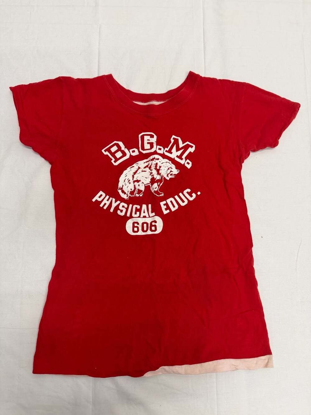 Vintage 70s Printwear B.G.M. Physical Educ. 606 Bear Graphic T-Shirt Medium 38-4